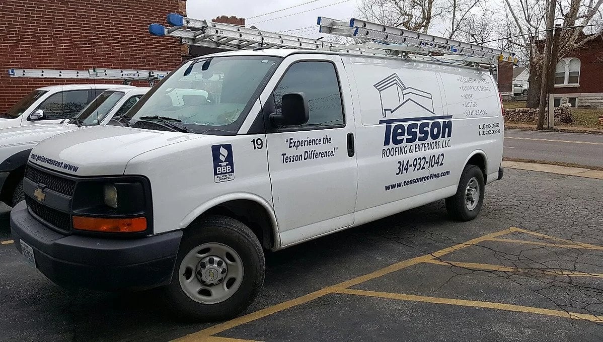 Tesson Roofing work van